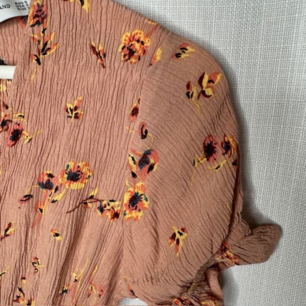 Faithfull The Brand Pink Floral Gauze Mini Dress - Picture 2 of 4